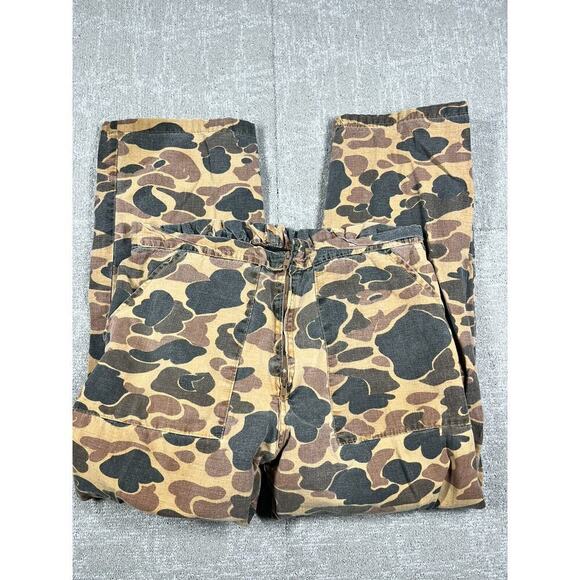 Vintage 70s? Elastic Waist Duck Camo Hunting Pants Talon Zipper Read Below - Picture 1 of 7